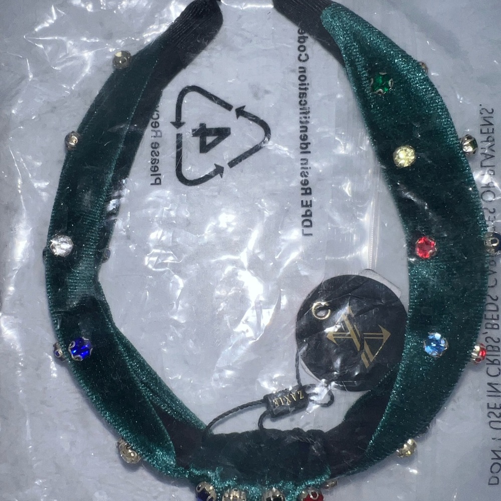 Zaxie green velvet type material with rhinestones - BNWT - Picture 6 of 7